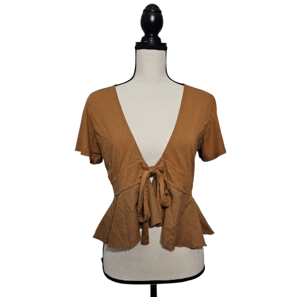 We The Free Free People Knot Me Tie Front Peplum Tee